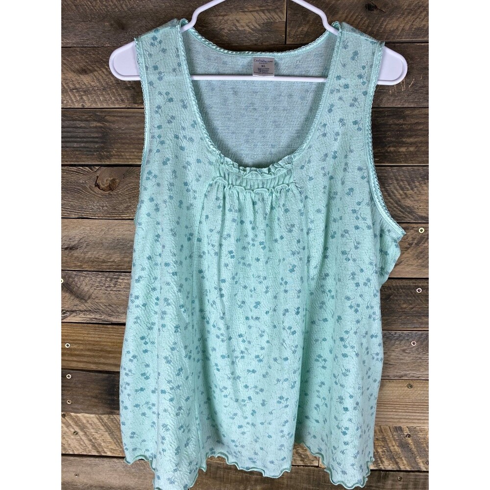 Croft & Barrow Women's Sz XL Mint Green Floral Sleeveless Sleep Top